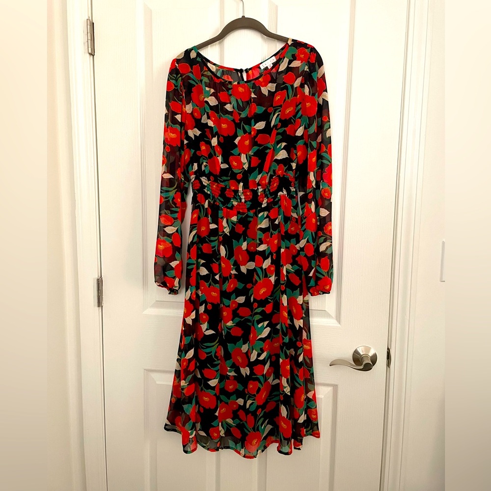 Leith (Nordstrom) sheer long sleeve dress